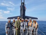 ANDAMAN SEA (April 8, 2019) The crew of Los Angeles-class fast attack submarine USS Louisville hosts a group of Royal Thai Navy sailors led by Vice Adm. Chareonpol Koomrasi, Chief of Staff of the RTN Fleet, and Capt. Matt Jerbi, commodore of Destroyer Squadron 7 during Exercise Guardian Sea. Guardian Sea is a U.S. Navy and RTN anti-submarine warfare (ASW) exercise is designed to strengthen interoperability and reinforce procedures for tracking submarines in a variety of conditions.
