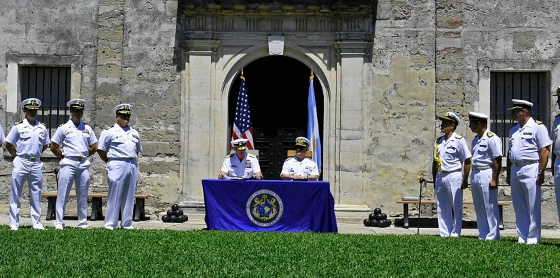 Rear Adm. Sean Buck delivers closing remarks.