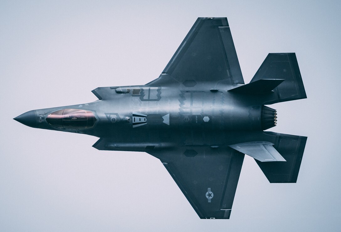 Capt. Andrew “Dojo Olson, F-35 Demonstration Team pilot and commander performs aerial maneuvers in an F-35A Lightning II during the Heart of Texas Airshow April 7, 2019. The F-35 Demo Team performed their second show of the season bringing their new demonstration to central Texas. (U.S. Air Force photo by Senior Airman Alexander Cook)