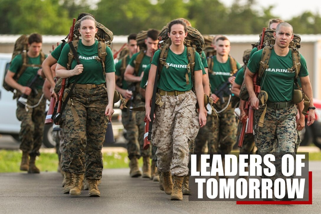 U.S. Marine Corps officer candidates with Recruiting Station Dallas, transition to their next period of instruction.