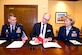 U.S. Navy Rear Adm. Richard Correll, U.S. Strategic Command (USSTRATCOM) director of plans and policy, signs an agreement to share space situational awareness (SSA) services and information with the Polish Space Agency at USSTRATCOM headquarters on Offutt Air Force Base, Neb., April 4, 2019. Correll signed the agreement as part of a larger effort to support spaceflight planning and enhance the safety, stability and sustainability of space operations. Poland joins 18 nations, two intergovernmental organizations, and 77 commercial satellite owners, operators, launchers already participating in SSA data-sharing agreements with USSTRATCOM.
