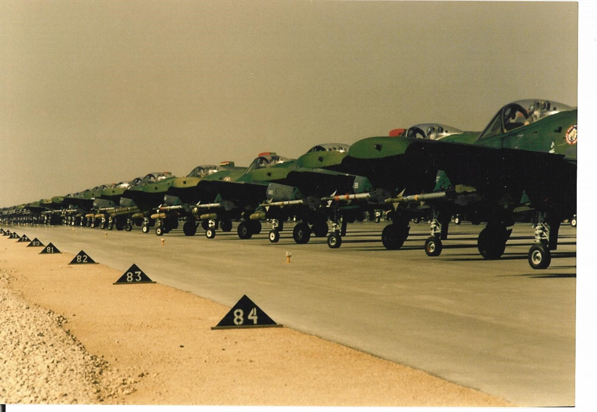 A line up of the A-10s that operated during Operation Desert Storm.