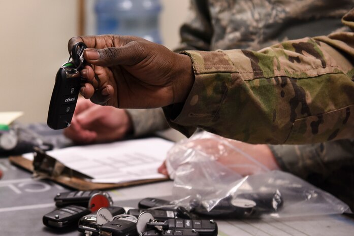 U.S. Air Force Senior Airman Eric Mitchell, 8th Logistics Readiness Squadron fleet management and analysis journeyman, holds a pair of new car keys at Kunsan Air Base, Republic of Korea, April 9, 2019. The 8th LRS vehicle management team has locally procured 35 new foreign general purpose assets through the Logistics Cost Sharing (LCS) Vehicle Purchase Project, to modernize and replace part of Kunsan’s vehicle fleet. (U.S. Air Force photo by Senior Airman Savannah L. Waters)