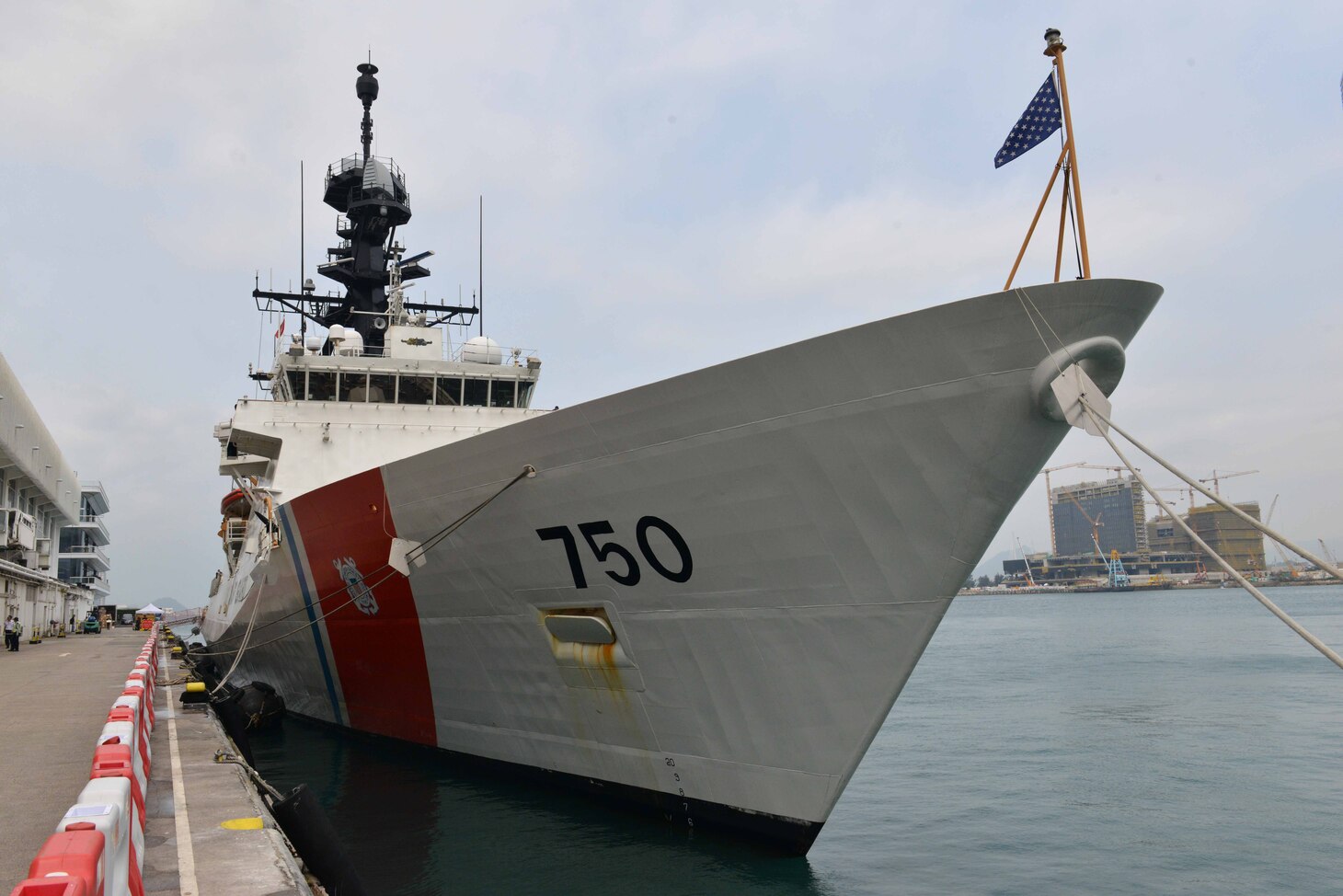 The U.S. Coast Guard Cutter Bertholf crew moors the cutter in Hong Kong during the cutter’s Western Pacific deployment under the tactical control of Commander, 7th Fleet, April 15, 2019. The U.S. Coast Guard’s deployment of resources to the region directly supports U.S. foreign policy and national security objectives as outlined by the President in the Indo-Pacific Strategy and the National Security Strategy.