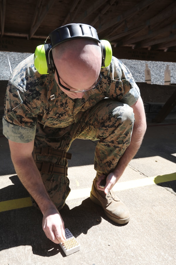 Dozens of Marines from various tenant commands aboard Marine Corps Logistics Base Albany practiced and some even qualified for the Combat Pistol Program with the Beretta M9 service pistol, March 27. Pistol qualification is required annually to sustain the skills of pistol marksmanship. In order to ensure Marines are properly trained with the weapon, the Marine Corps utilizes the Combat Pistol Program. One of the hallmarks of the CPP is how the first two stages of qualification start with the weapon in the holster, requiring the Marine to present the weapon and engage the target in one motion -- this gives the training a more combat-oriented and tactical approach. Following classroom instruction and non-fire sessions, Marines participate in live-fire drills -- training blocks one through three. During these training blocks, range coaches have the opportunity to mentor and guide Marines, which result in a more qualified, skilled and effective Marine with the service pistol. The CPP is just one of the ways the Marine Corps has made training more realistic and combat-oriented to better prepare Marines. (U.S. Marine Corps photo by Re-Essa Buckels)