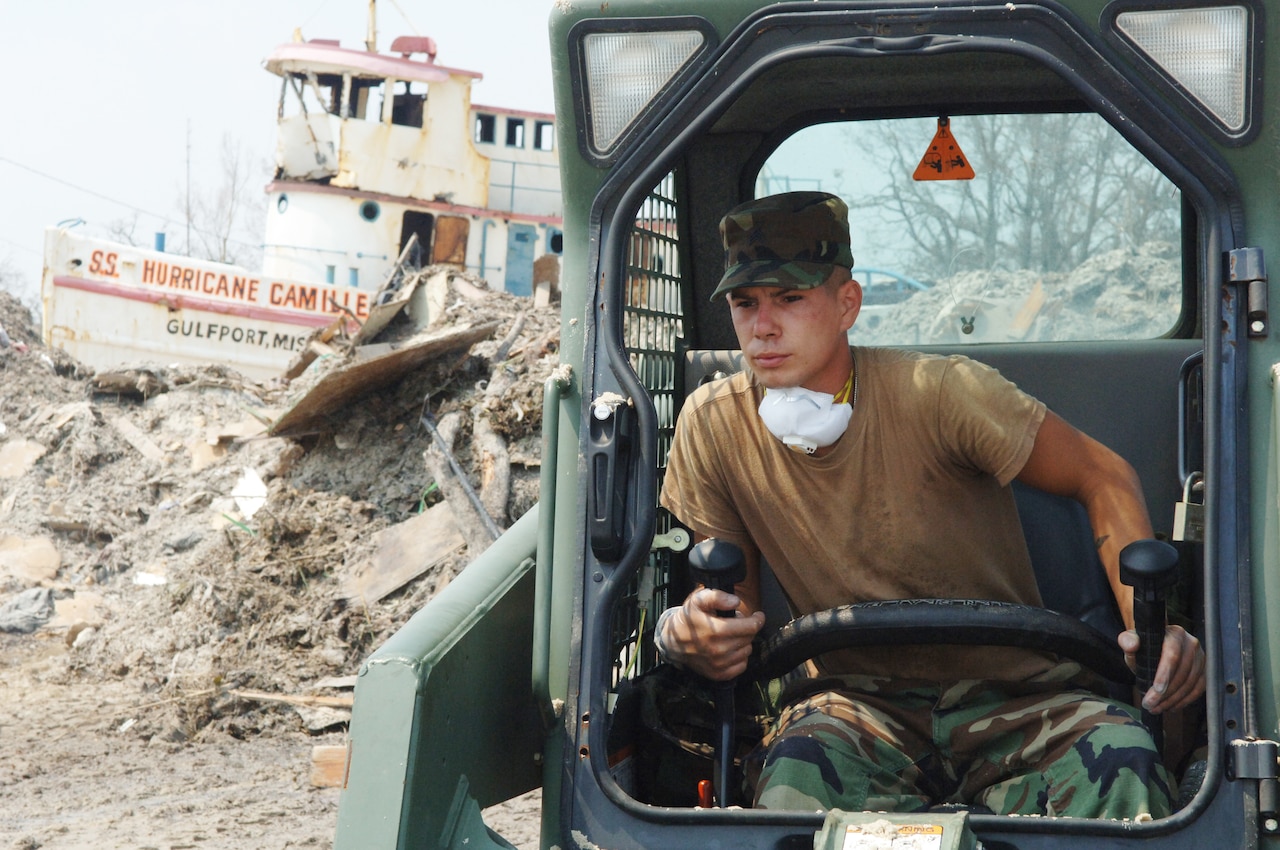 Man drives heavy equipment