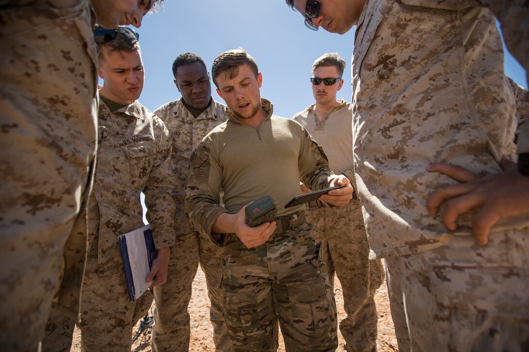 U.S. Marines and Airmen drop ordnance with Moroccan troops at Greir Labouihi