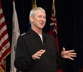 NAVSEA Commander Vice Admiral Moore talks work-life balance, independent technical authority, high velocity learning during visit to NUWC Division Newport