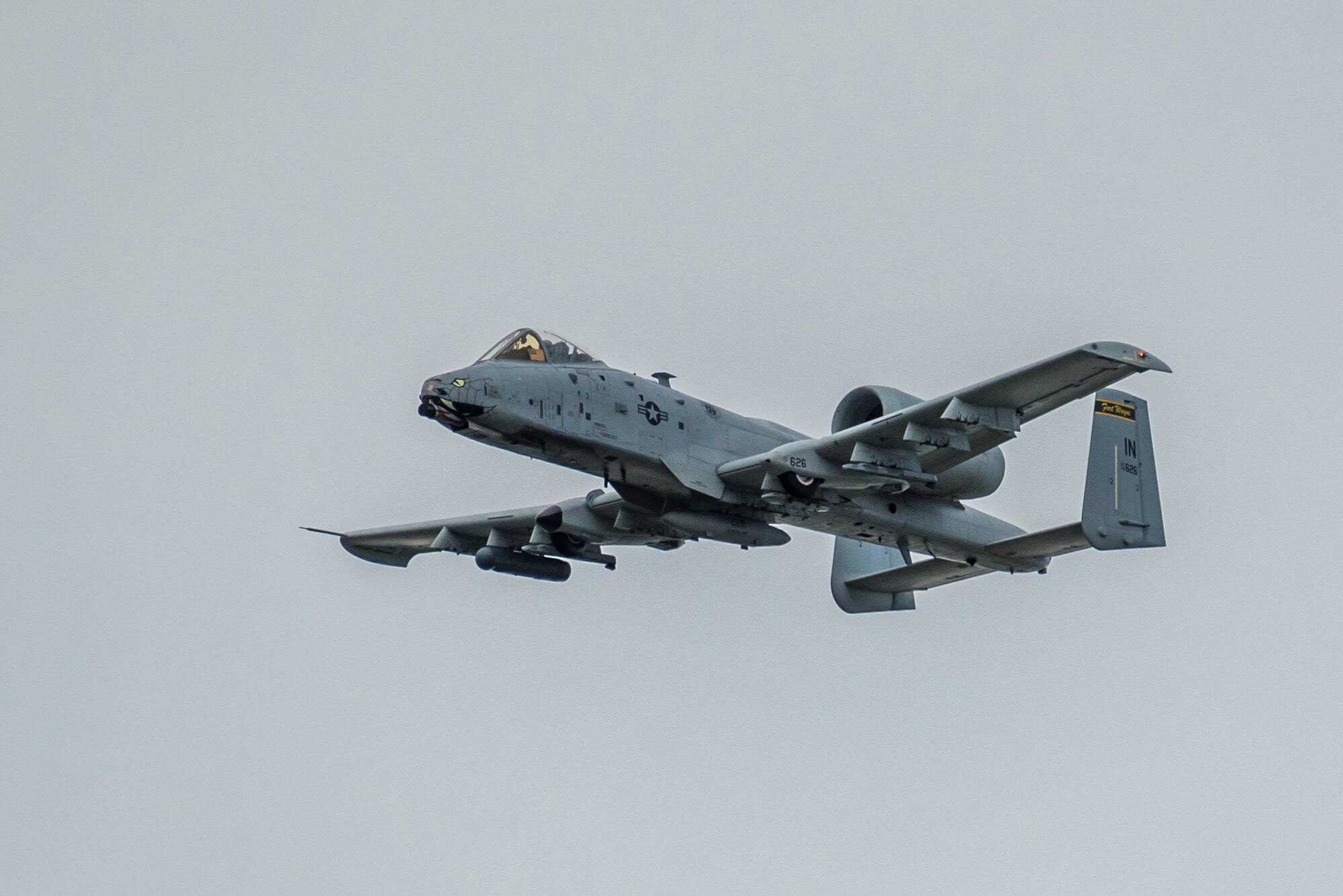 An A-10 Thunderbolt II aircraft from the Indiana Air National Guard’s 163rd Fighter Squadron performs an aerial demonstration over the Ohio River April 13, 2019, as part of the Thunder Over Louisville airshow in Louisville, Ky. The Kentucky Air National Guard once again served as the base of operations for military aircraft participating in the annual event, which has grown to become one of the largest single-day air shows in North America. (U.S. Air National Guard photo by Dale Greer)