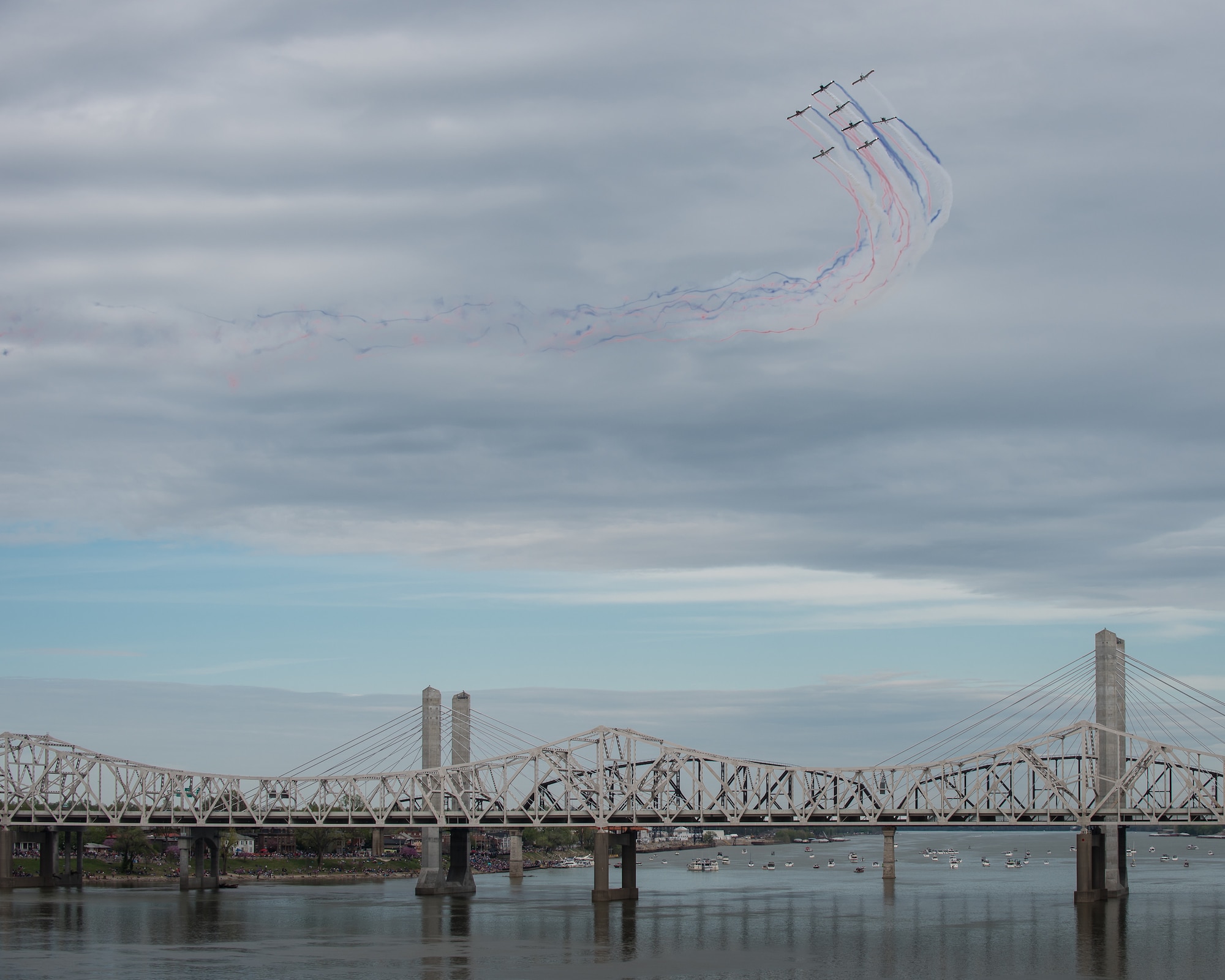 RV-4 pilots with the KC Flight Team perform an aerial demonstration during the Thunder Over Louisville airshow in Louisville, Ky., April 13, 2019. The Kentucky Air National Guard once again served as the base of operations for military aircraft participating in the annual event, which has grown to become one of the largest single-day air shows in North America. (U.S. Air National Guard photo by Dale Greer)