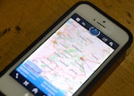 iPhone displaying map
