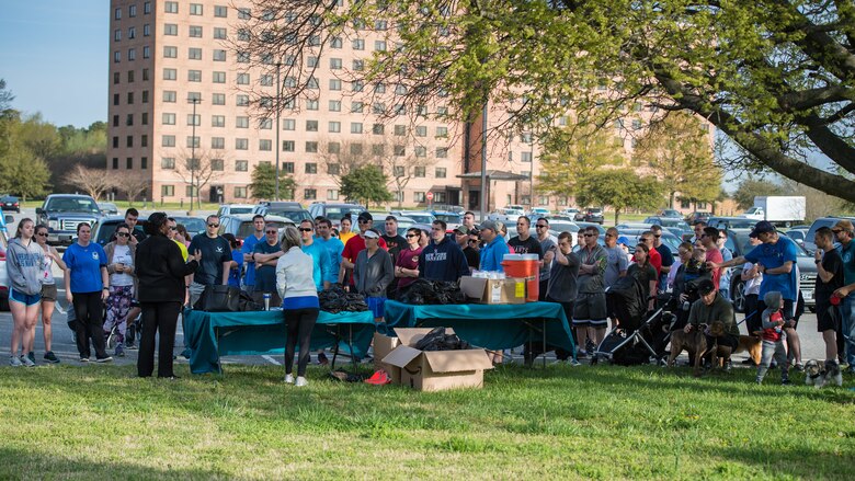 U.S. Air Force Airmen assigned to the 363rd Intelligence, Surveillance and Reconnaissance Wing, observed Sexual Assault Awareness and Prevention Month with a 5K run at Joint Base Langley-Eustis, Virgina, April 12, 2019.