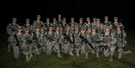 Cadets from The Citadel gather during a joint training exercise with the Charleston County S.W.A.T. team and the 628th Security Forces Squadron April 12, 2019, on Naval Weapons Station Charleston, Joint Base Charleston, S.C.