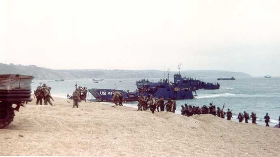 LCI 85 At Slapton Sands for a training exercise