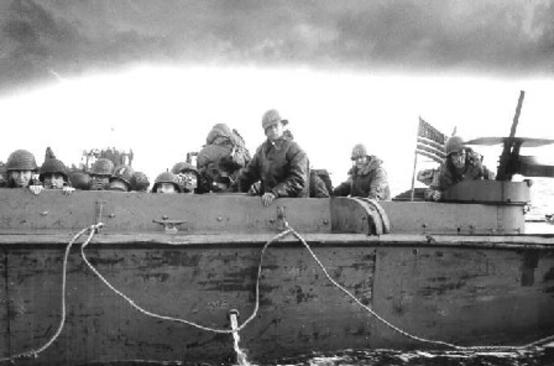 A Coast Guard LCVP on the way to Omaha Beach