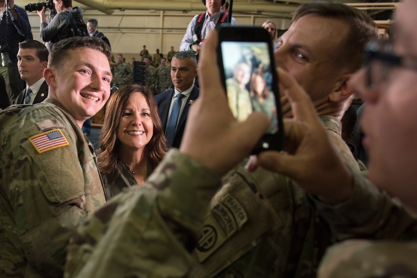 Karen Pence poses for a photo.