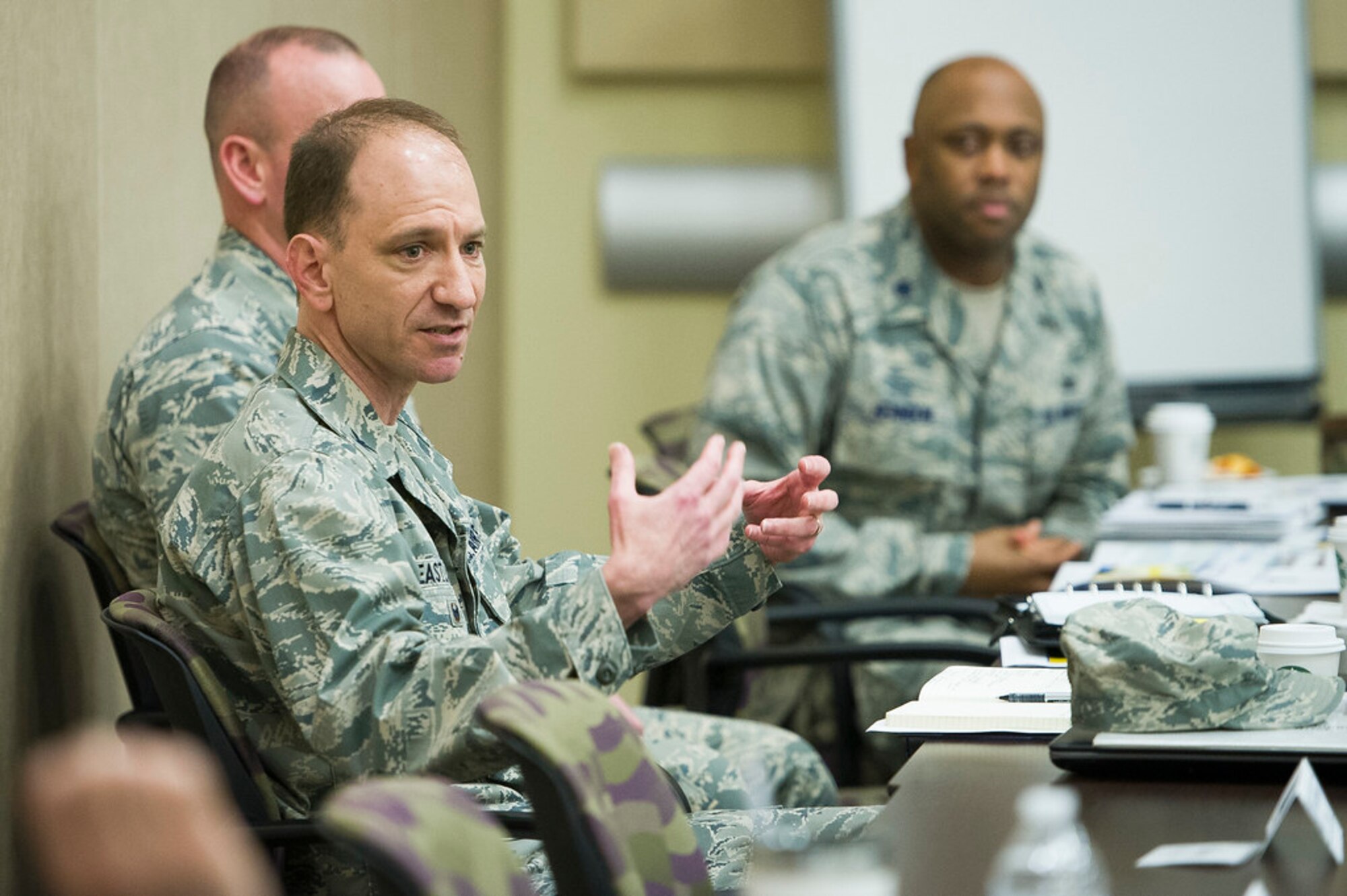 Col. Kevin M. Eastland, Air Force District of Washington vice commander, answers questions during the 2019 AFDW Squadron Commanders Course at Joint Base Andrews, Md., April 15, 2019. (U.S. Air Force photo by Master Sgt. Michael B. Keller)
