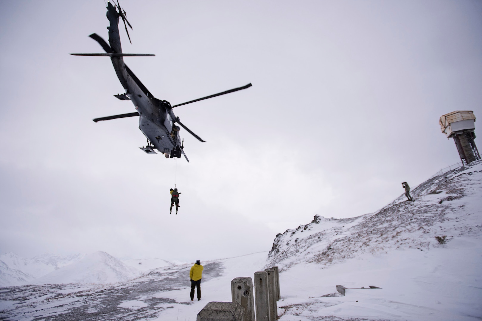 Col. Harlie Bodine, commander of the 611th Air and Space Operations Center, U.S. Air Force, spent the day with the 176th Wing, Alaska Air National Guard's rescue squadrons during an immersion flight, Nov. 24, in and around the JBER area.