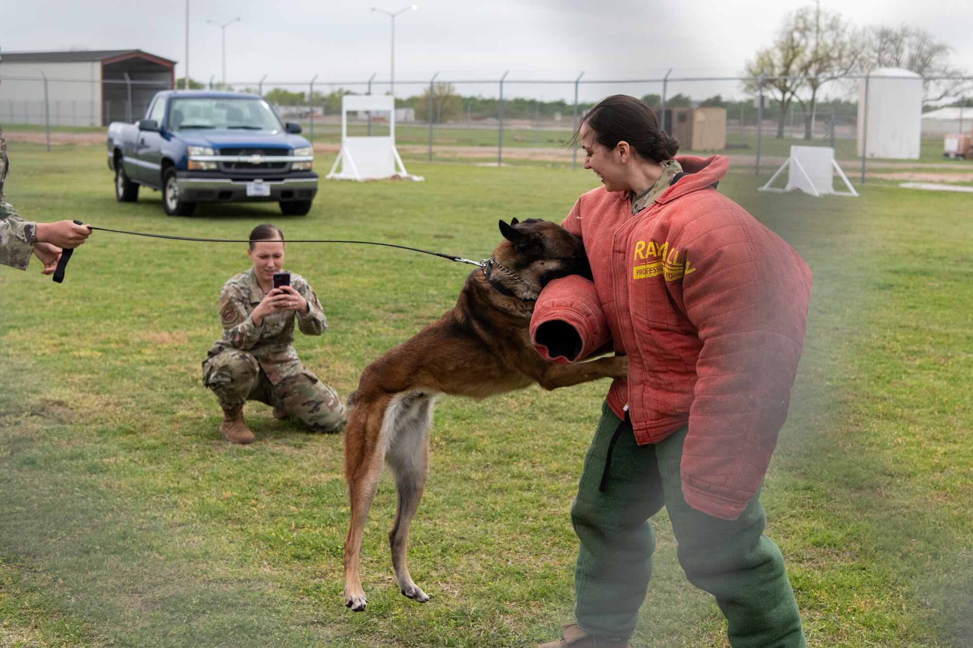Army Capt. volunteers for Military Working Dog demonstration.