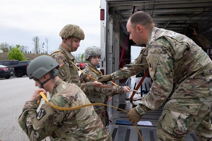 U.S. Army Reserve and National Guard Soldiers jump