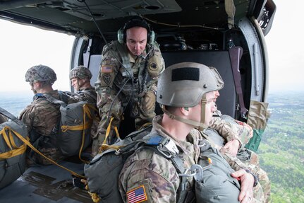 U.S. Army Reserve and National Guard Soldiers jump