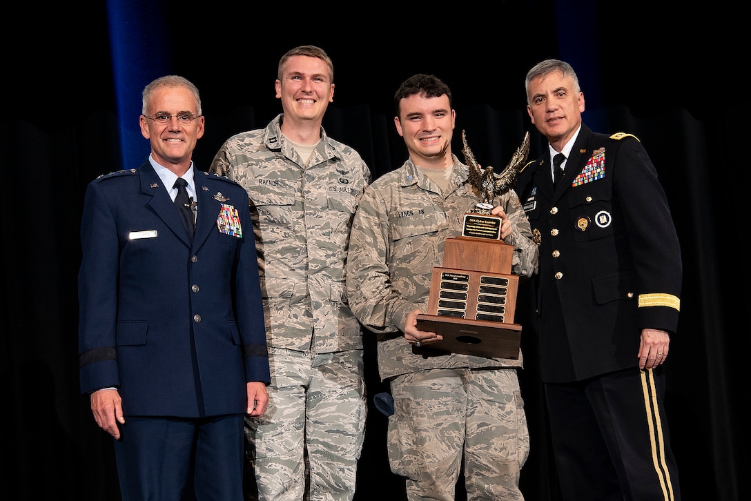 Lt. Gen. Jay B. Silveria Superintendent of the United States Air Force Academy, Capt. Justin Raynon, Cadet James Lynch, Gen. Paul M. Nakasone, Commander U.S. Cyber Command, and Director, National Security Agency/Chief, Central Security Service