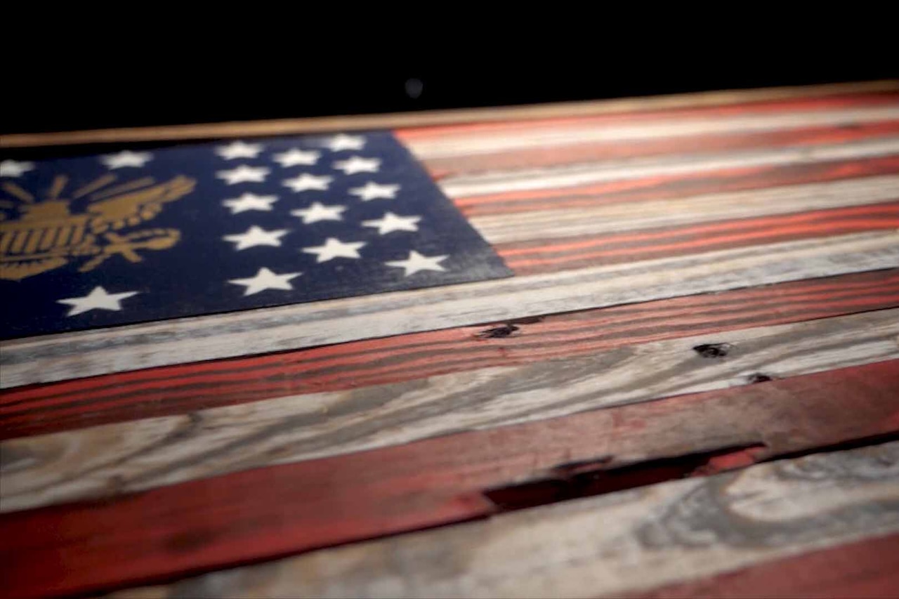 A wooden American Flag