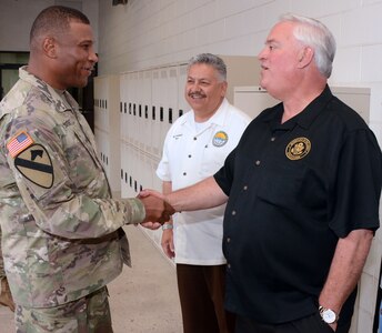 Maj. Gen. Patrick D. Sargent, commanding general, U.S. Army Medical Department Center and School, Health Readiness Center of Excellence, or AMEDDC&S HRCoE, hosted a welcome reception and meet and greet in support of a Los Angeles educator tour at Willis Hall at Joint Base San Antonio-Fort Sam Houston April 16.