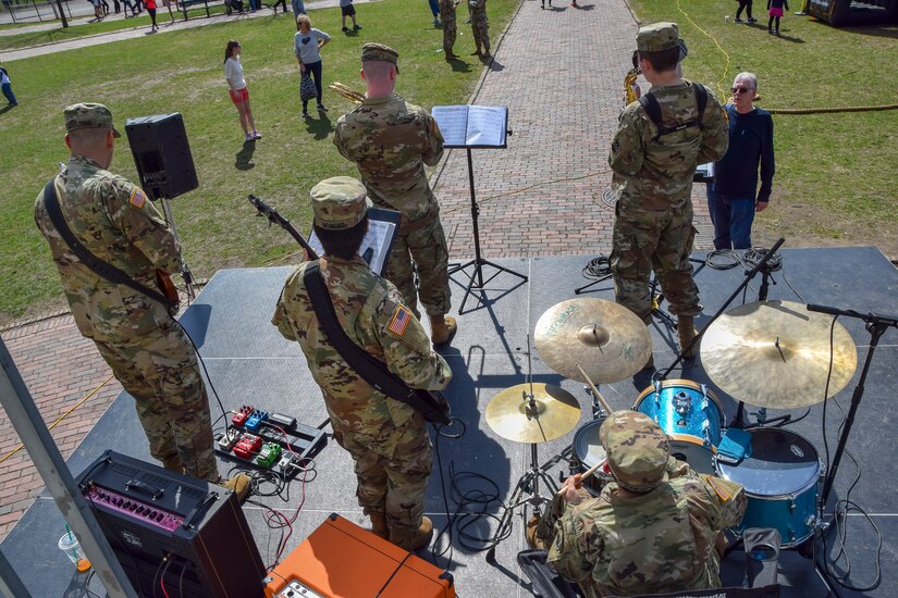 U.S. Army Reserve 78th Army Band Jazz Combo performs during the Meet Your Army Week event in the Boston Commons, in Boston, Massachusetts, April 13. The U.S. Army offers 150 career choices. Army musicians perform in a variety of ensembles ranging from ceremonial band to jazz band to small ensembles, playing all styles of music. They are primarily responsible for performing and rehearsing as a professional musician within different ensembles of an Army band.