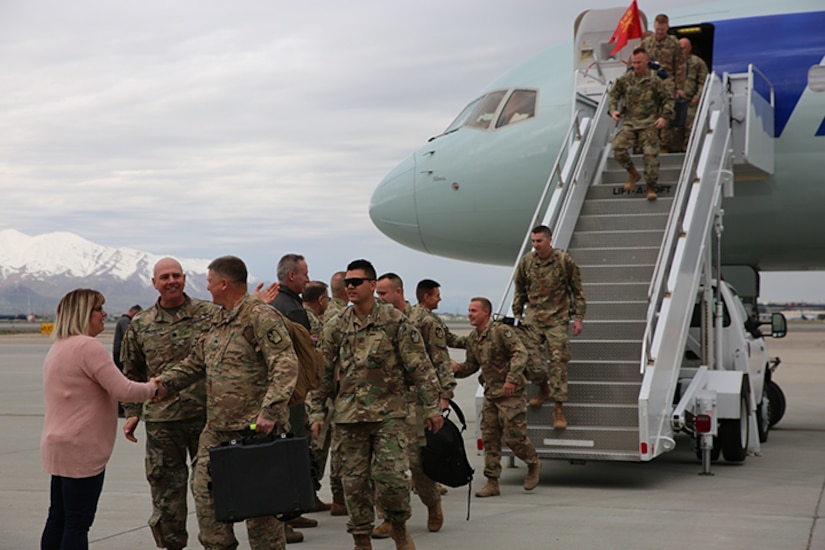 Approximately 100 Soldiers from Echo Battery, 1st Battalion, 145th Field Artillery, “Big Red” return from a 10-month Middle East deployment April 9.