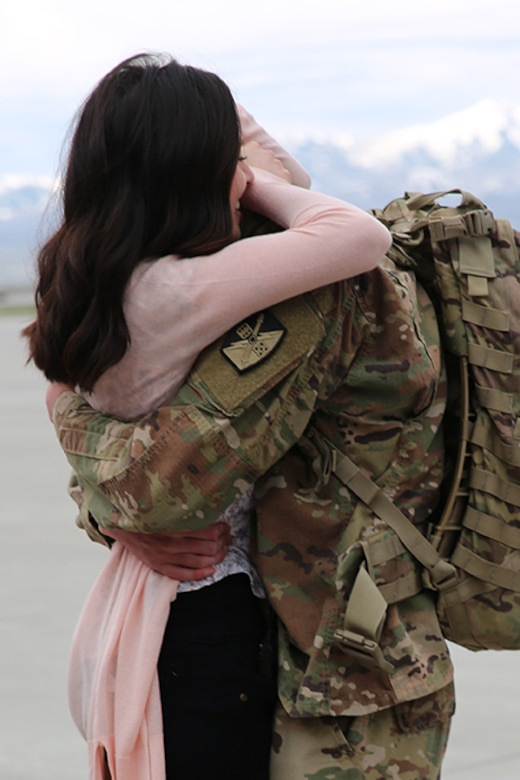 Approximately 100 Soldiers from Echo Battery, 1st Battalion, 145th Field Artillery, “Big Red” return from a 10-month Middle East deployment April 9.