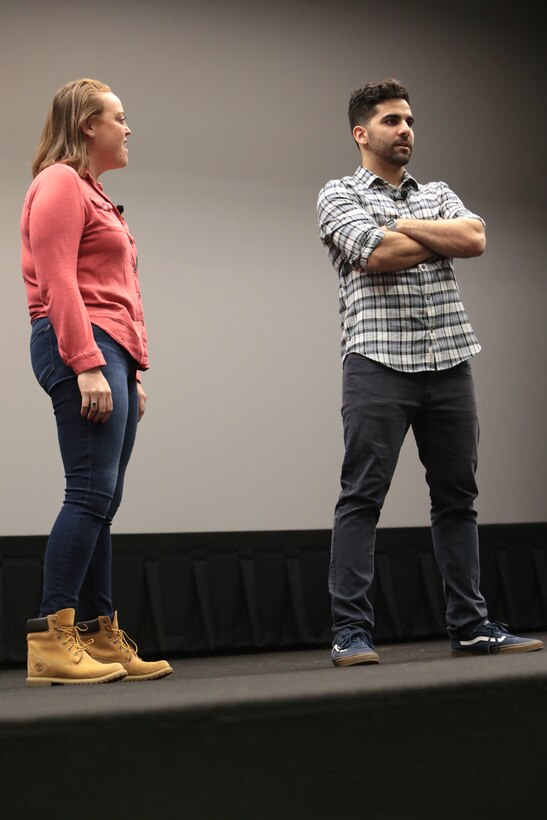 It was a packed house as hundreds of active-duty, civilian-Marines and other base personnel crammed into the Base Theater aboard Marine Corps Logistics Base Albany for the first-ever improv show on sexual assault, April 16. (U.S. Marine Corps photo by Re-Essa Buckels)