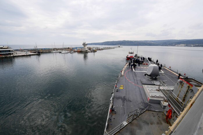 USS Ross Departs Varna