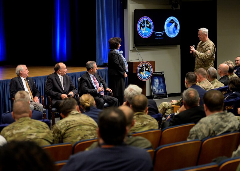 Airmen and their families gathered for a resiliency event screening of the documentary Sijan, recounting the life and death of Capt. Lance P. Sijan, at the Pentagon in Arlington, Va., April 17, 2019. Sijan was the first Air Force Academy graduate to receive the Medal of Honor for his bravery and courage while evading capture and during his subsequent captivity as a prisoner of war after being shot down over Vietnam Nov. 9, 1967. (U.S. Air Force photo by Staff Sgt. Victoria H. Taylor)