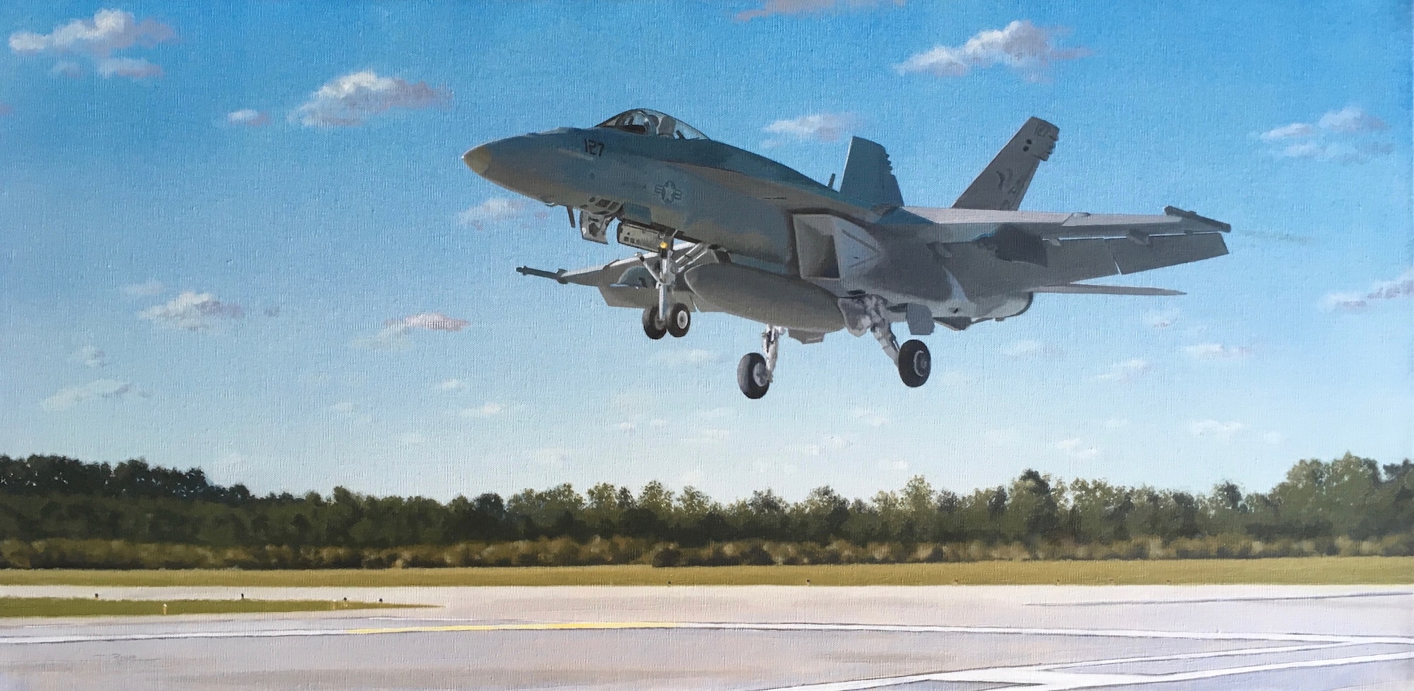The American Society of Aviation Artists (ASAA) will have their 33rd Annual International Aerospace Art Exhibition on display at the National Museum of the U.S. Air Force May 10, 2019 — Oct. 31, 2019. In addition the exhibit will include retrospective artwork from ASAA artists, such as this painting by Doug Rowe.