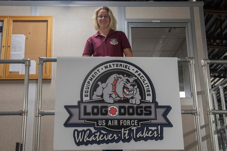 Tiffany Gibbs, a service contract monitor assigned to the 97th Medical Support Squadron, stands inside of the materials warehouse, March 12, 2019, at Altus Air Force Base, Okla. Gibbs is the AETC winner of the David O. Cooke Excellence in Public Administration Award and is currently competing at the Air Force level. (U.S. Air Force photo by Senior Airman Cody Dowell)