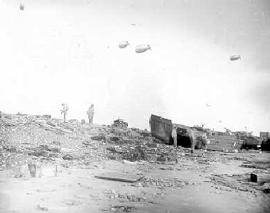 The aftermath: debris litters the beaches of Normandy.