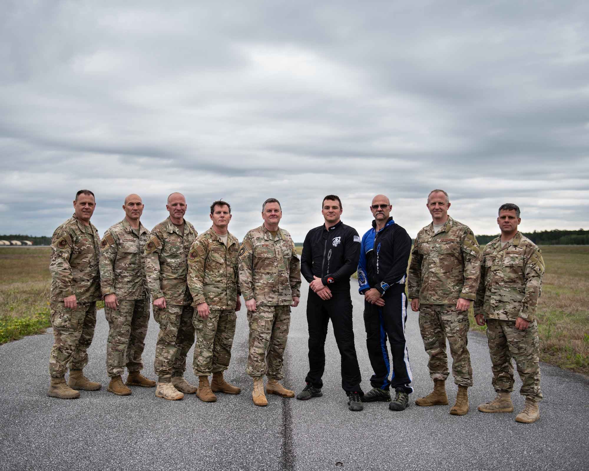 U.S. Air Force Brig. General Claude K. Tudor Jr., commander of the 24th Special Operations Wing, relinquishes command on the back of an MC-130H Combat Talon II, Hurlburt Field, Florida, April 19, 2019.