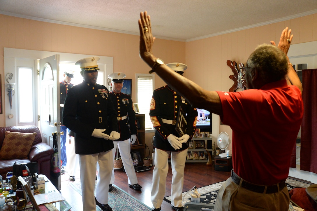 When Marine Corps Logistics Base Albany leaders noticed that Henry Jackson, a local Montford Point Marine, hadn’t been attending any events or making his routine visits, they became concerned and decided to pay him a visit, April 17.