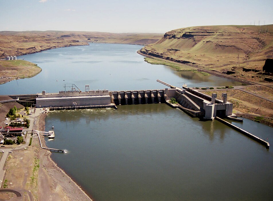 Lower Monumental Dam, Lake West, and associated facilities are operated for Hydropower, Navigation, Fish & Wildlife, Recreation, Water Quality, and Irrigation.
Lower Monumental Lock and Dam was the second of four dams constructed as part of the Lower Snake River Project, authorized in the Rivers and Harbors Act of 1945. Construction began in 1961, and three turbine units were operational in 1970. Three more units were operational in 1978.
Lake Herbert G. West extends upstream of the dam for 28 miles to Little Goose Dam.