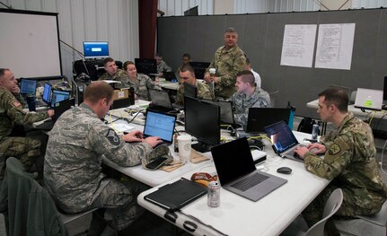 The Ohio National Guard Cyber Mission Assurance Team (CMAT) conducts network assessments during exercise week of Cyber Shield 19, at Camp Atterbury, Ind., April 16, 2019.