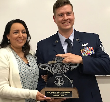 U.S. Air Force Tech. Sgt. Brian Wahl, 156th Airlift Squadron loadmaster, was awarded the prestigious Red Erwin Award for when he was deployed to Afghanistan in 2017 and served as an air advisor for the Afghanistan Air Force airdrop program.