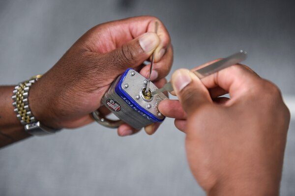 In addition to weapons qualifications and land navigation, SEG and GSD personnel also receive non-traditional training, such as how to pick a lock prior to deployment.