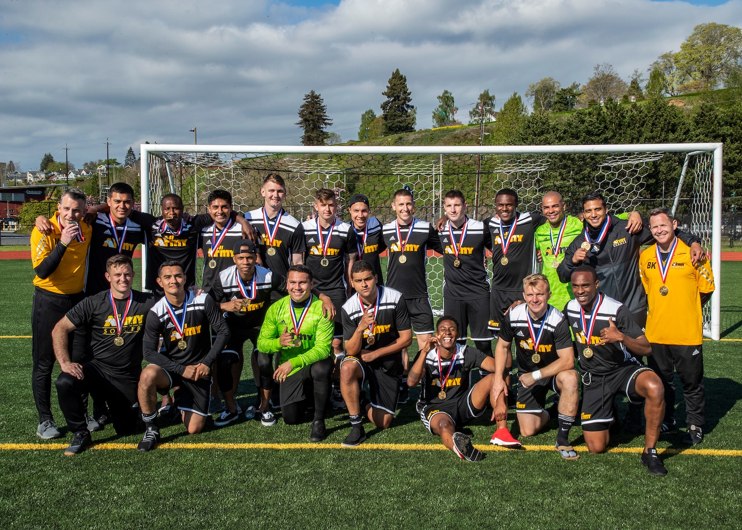 NAVAL STATION EVERETT, Wash.  (April 20, 2019) Army wins the 2019 Armed Forces Men's Soccer Championship held at Naval Station Everett, Wash. from 14-20 April, featuring Service members from the Army, Marine Corps, Navy (including Coast Guard) and Air Force. (U.S. Navy photo by MC2 Ian Carver/Released)