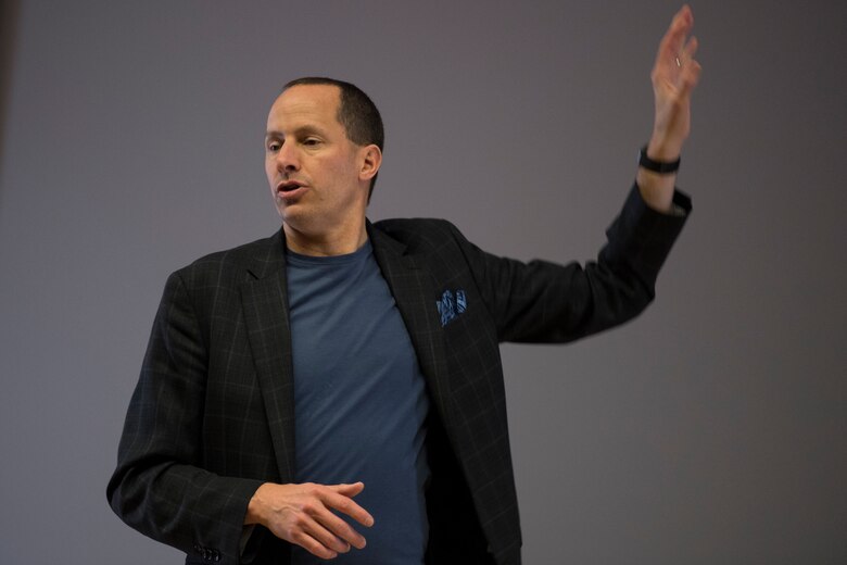 Mike Domitrz, Date Safe Project president, explains the importance of gaining verbal consent before performing any kind of act during a Sexual Assault Awareness and Prevention Month event April 15, 2019, at Incirlik Air Base, Turkey. Domitrz emphasized the importance of respecting everyone’s boundaries and rights in every situation from first-time interactions to dating scenarios to 25-year long marriages. (U.S. Air Force photo by Staff Sgt. Ceaira Tinsley)