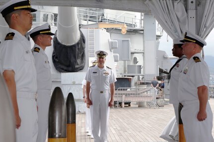 PHNSY & IMF Deputy Commander, Hawaii Regional Maintenance Center (HMRC), Capt. Timothy R. Halladay retired from the Navy after 30 years of service on March 23, 2019, onboard the USS Missouri (BB-63).