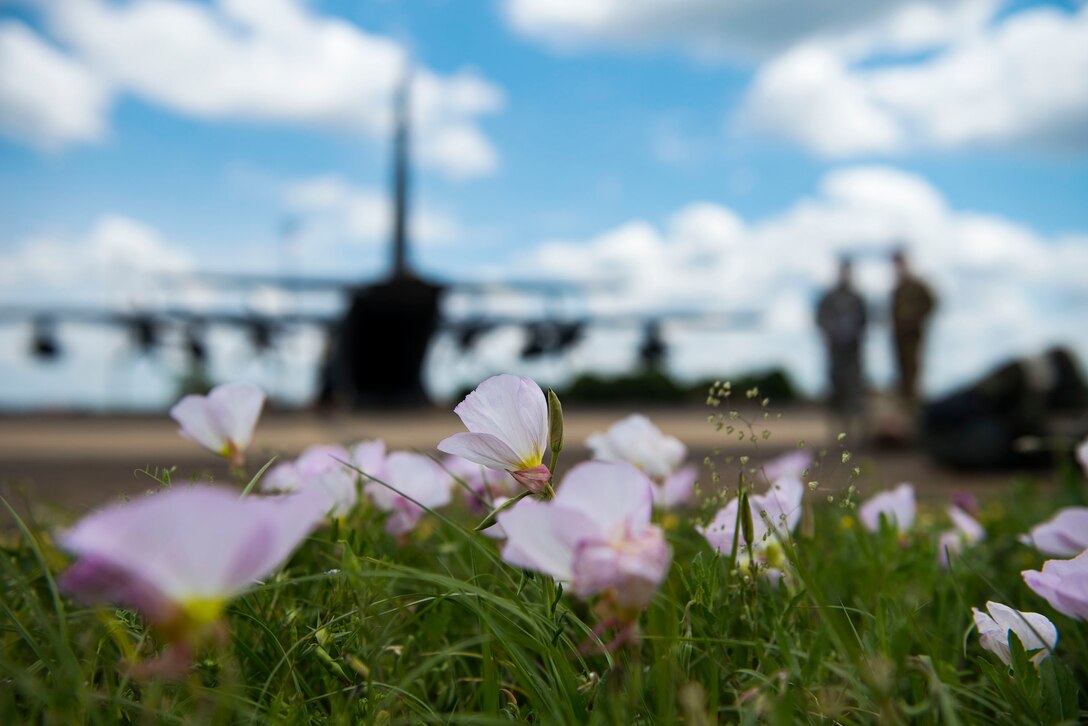 Airmen from the 347th Rescue Group arrive at Maxwell Air Force Base, Ala. during in-flight patient care training during exercise FT 19-04, April 18, 2019. The training involved performing a medical evacuation and recovering simulated-wounded personnel from Maxwell, followed by doing in-flight patient care for multiple categories of wounds. The exercise focused on high operations tempo and the ability to survive and operate in a chemical, biological, radioactive and nuclear environment to meet Chief of Staff of the Air Force and the Commander of Air Combat Command’s intent for readiness. (U.S. Air Force photo by Senior Airman Erick Requadt)