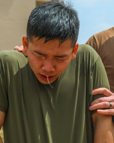 US service members conduct OC spray training at MCAS Iwakuni