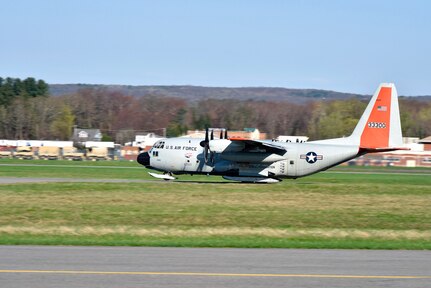 The first of several LC-130 Hercules from the 109th Airlift Wing New York Air National Guard base in Schnectady, New York, takes off to Greenland in support of the National Science Foundation research projects.