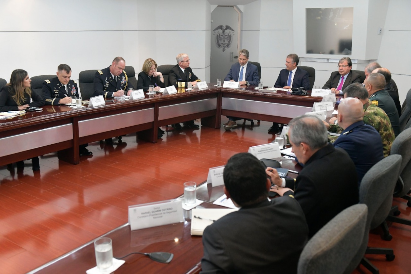 Navy Adm. Craig Faller meets with Colombian President Ivan Duque to discuss the continuation of both nations’ strong security partnership.